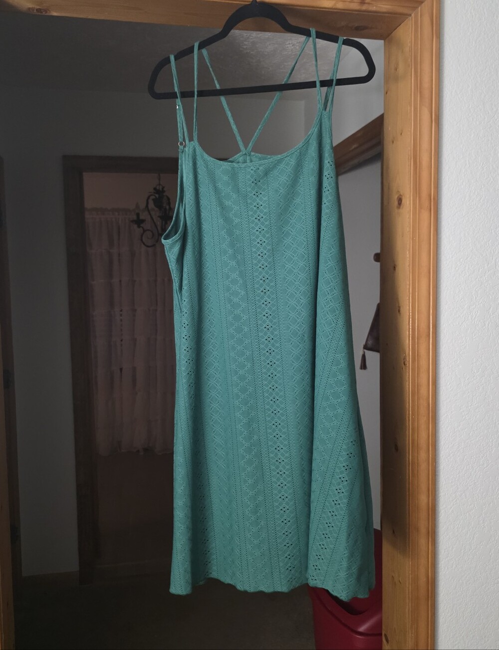 SHEIN Teal Eyelet Strappy Mini Dress